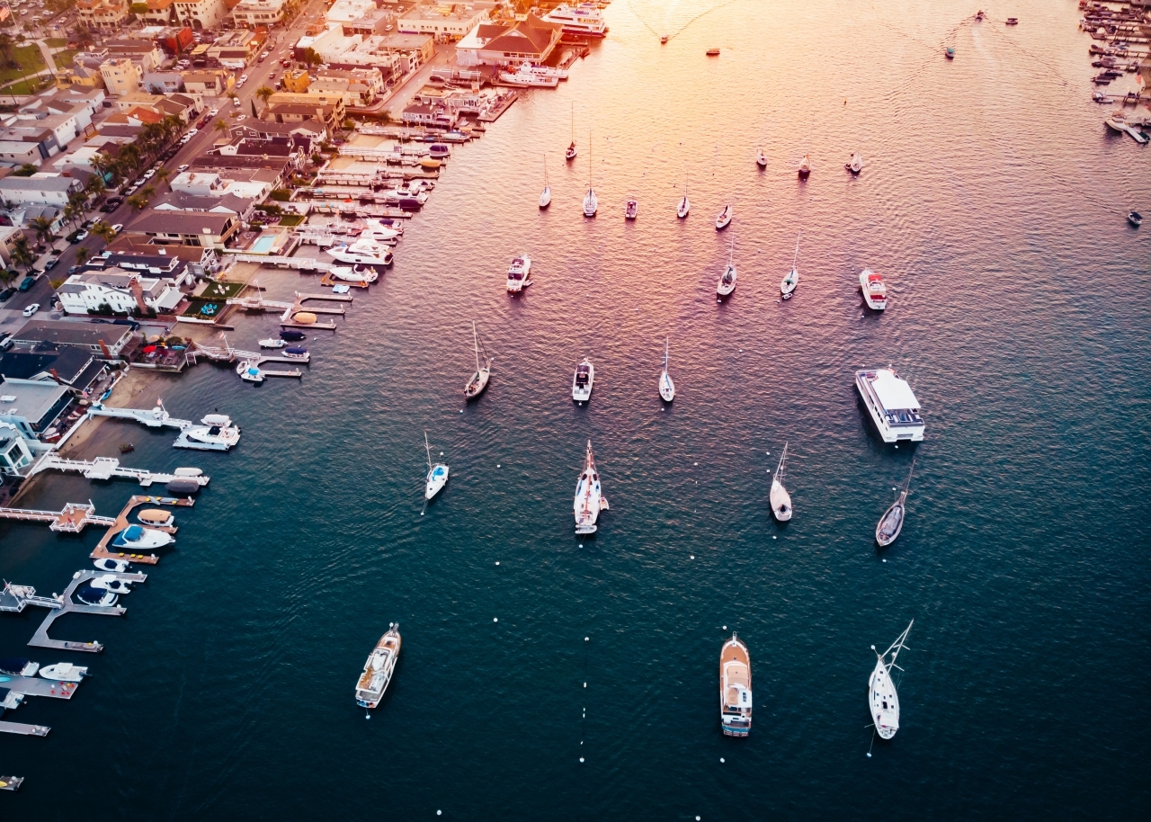 Image of overhead view of Newport Beach harbor